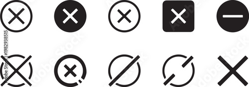 Collection of various reject and cancel icons