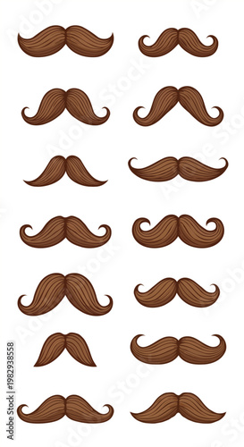 Vintage Mustache Styles Collection, Barber Shop Grooming Icons Set