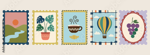 Morning coffee and books set, cozy reading lifestyle nature graphics, hand drawn hygge hobby vector, minimalist study and relaxation design, cottagecore aesthetic home library art, stylish morning rou