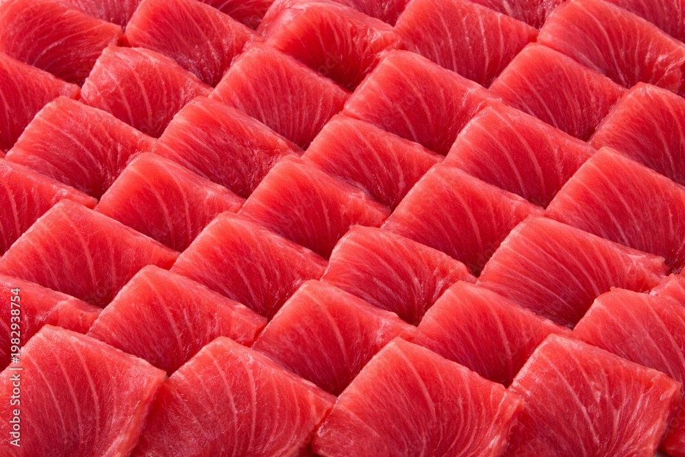 Fototapeta premium Fresh Tuna Sashimi Slices Seafood Background. Generative Ai