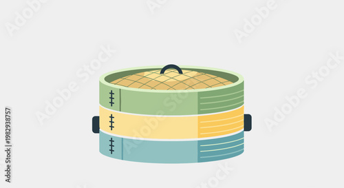 Stackable bamboo steamer with lid, healthy cooking, Asian cuisine, kitchenware, food preparation