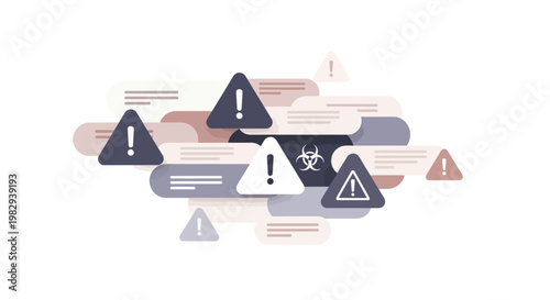 Warning Signs and Alerts, Danger Notification, Biohazard Symbol, Notification Icons