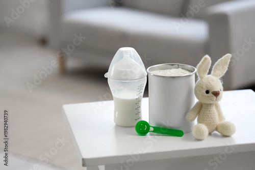 Bottle with baby milk formu...