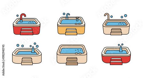 Jacuzzi Line art vector set modern abstract clean illustration