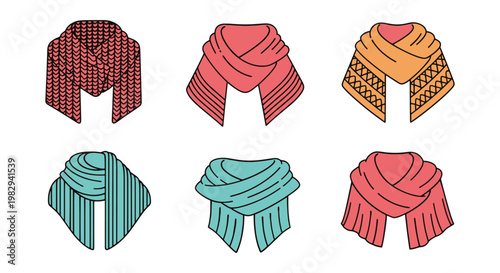 Knitted Shawl Line art vector modern abstract minimal illustration