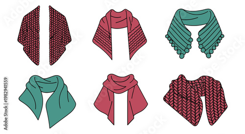 Knitted Shawl Line art vector modern abstract minimal shapes