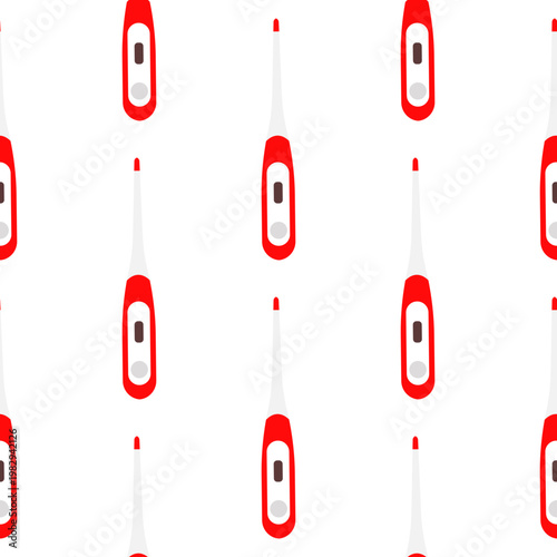 Red digital thermometer pattern isolated on transparent background