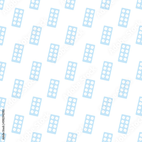 Seamless pattern of medicine pills isolated on transparent background