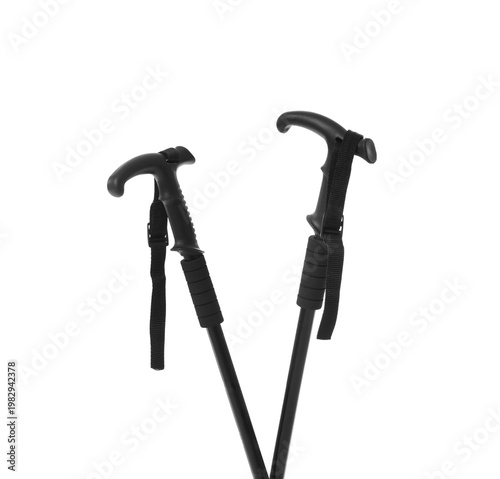 Walking poles isolated on w...