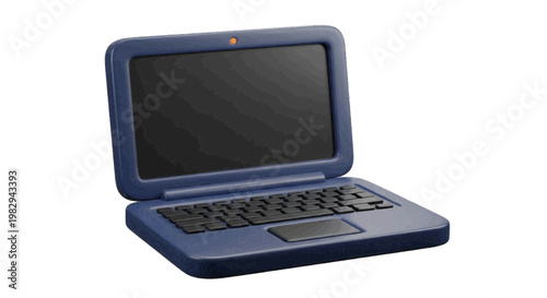 Vector illustration of 3d render of a blue toy laptop computer on a transparent background