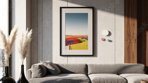 Luxurious Contemporary Mockup Poster in Modern Living Room