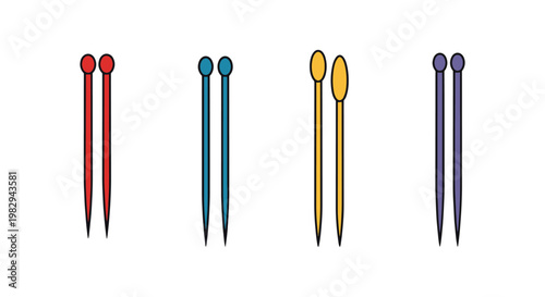 Knitting Needles Pair Line art clean abstract creative illustration