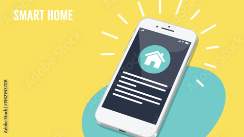 Smart home automation and remote property management concept with house icon displayed on smartphone screen for convenience.