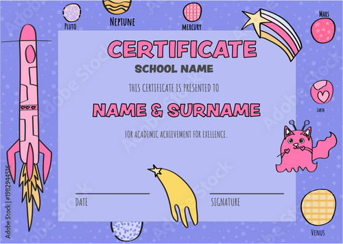 Space-Themed Academic Achievement Certificate Template