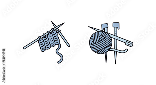 Knitting Needles With Yarn creative abstract shape vector