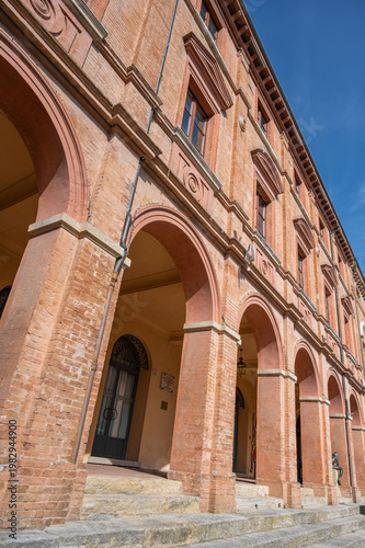 Italy, 10 April 2026: Medieval village Verucchio with Rocca Malatestiana on hilltop, Valmarecchia landscape Rimini Emilia Romagna, historic borgo architecture, scenic view