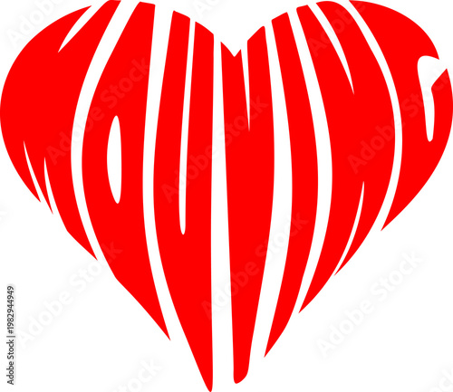 illustration of the word “Moving” arranged in a heart shape.