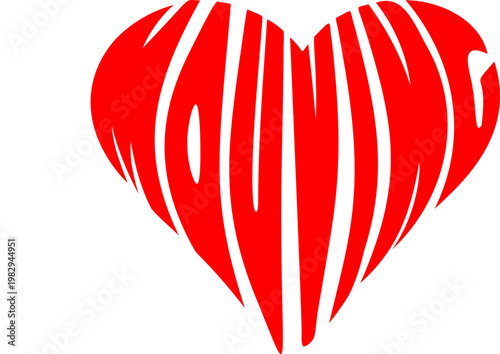 illustration of the word “Moving” arranged in a heart shape.