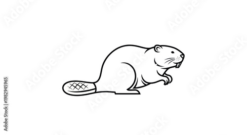 Simple Line Art Beaver Icon Vector Illustration