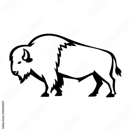 Logotipo fauna americana. Dibujo sencillo de un bisonte de perfil 