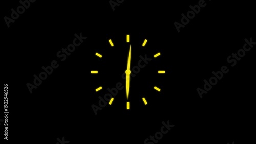 Glowing Fast wall clock icon animation. clock icon with moving arrows in 12 hour loop 4K. stop watch icon animation.