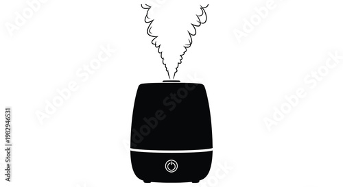 Modern black humidifier emitting vapor a sleek home appliance silhouette