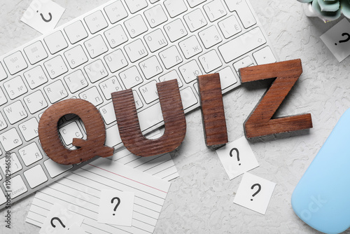 Word QUIZ made of wooden le...