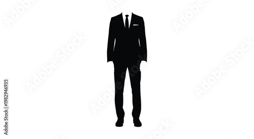 A dark minimalist silhouette of a man in a suit sharply defined silhouette