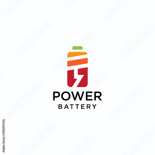 Power Battery Logo Icon Vector Illustration Design Template. Battery Charging Vector Icon. Battery Power And Flash Lightning Bolt Logo.