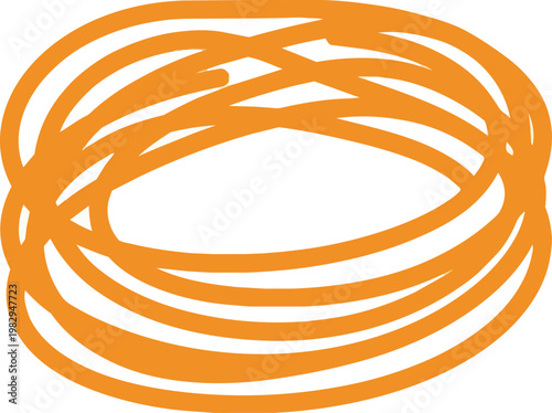 Orange rubber bands in a bundle.