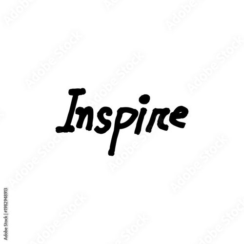 Black Handwritten Inspire Text Typography on White Background