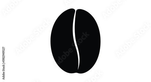 A simple black silhouette of a coffee bean showcasing its distinct form silhouette