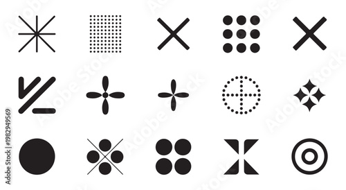 Camera aperture shutter icons set for photography equipment linear iris symbols on checkered background.