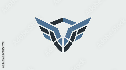 Geometric Winged Shield Logo Emblem.