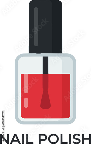 Nail polish bottle with red lacquer.