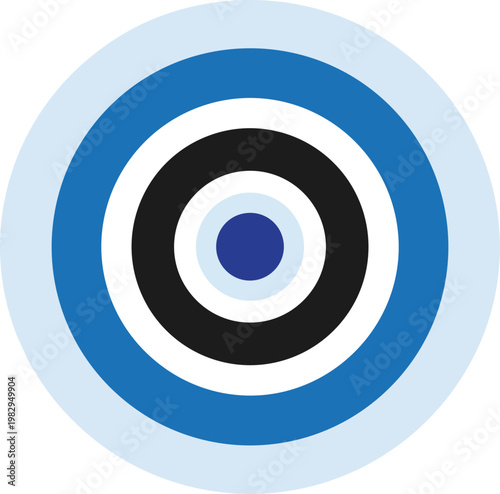 Concentric target design with blue rings.