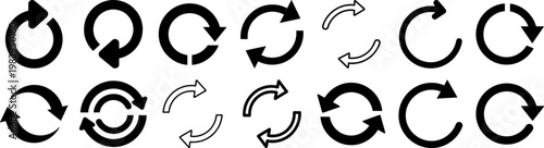 Collection of various circular arrow icons for navigation and direction