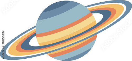 Ringed Planet Saturn Style Illustration.