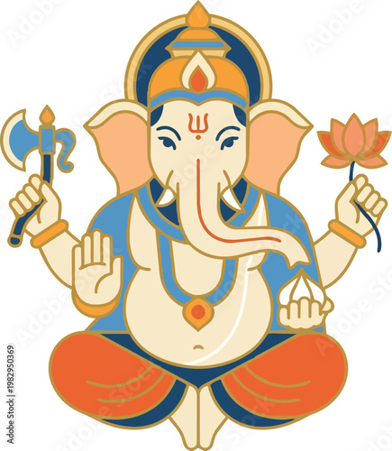 Ganesha Hindu God Illustration Artwork.