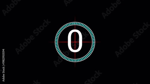 Circular 5 second countdown timer animation on transparent background, digital circle countdown video with alpha channel, 5 sec countdown timer video