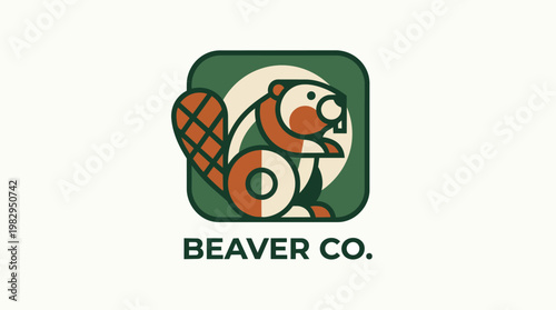 Beaver Mascot Logo Illustration Emblem.