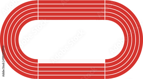 red race track loop on white background.