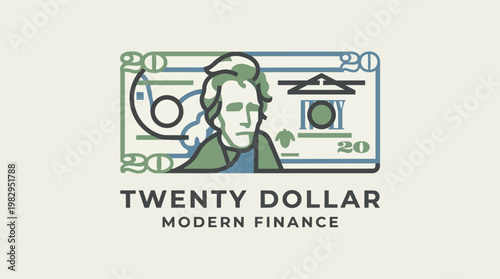 Twenty Dollar Bill Modern Finance Concept.