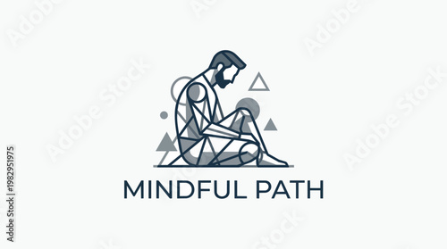 Mindful Path Meditating Figure Alone.