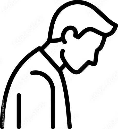 Portrait of a person looking downward in contemplation.