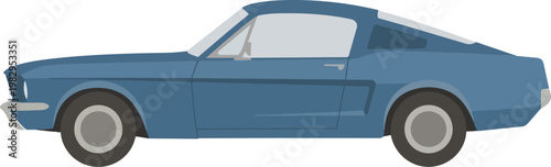 Blue vintage car side profile classic automobile.