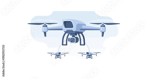 Advanced drone technology: A large drone carrying two smaller drones, symbolizing innovation and connectivity.