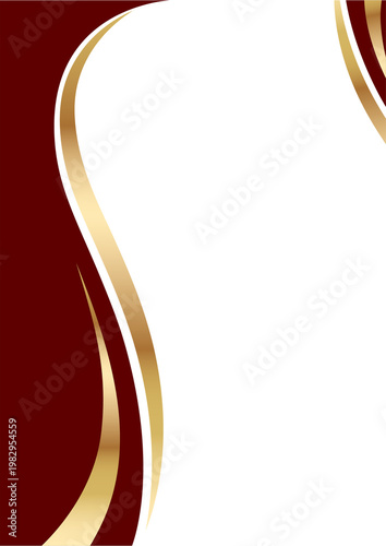 Foto A portrait-oriented illustration of a gold line wave on a dark red background with white space