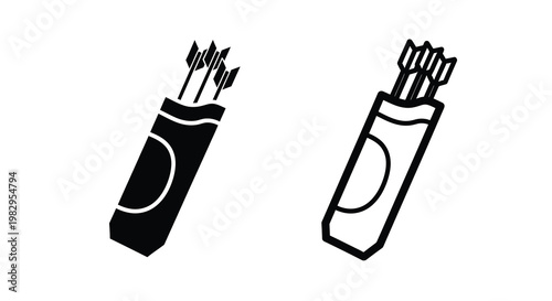 Two black and white illustrations display a quiver of arrows and arrows