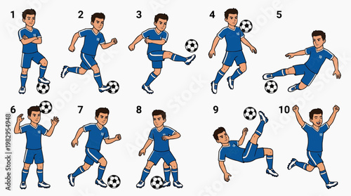 A football player in action, showcasing various stages of playing the game